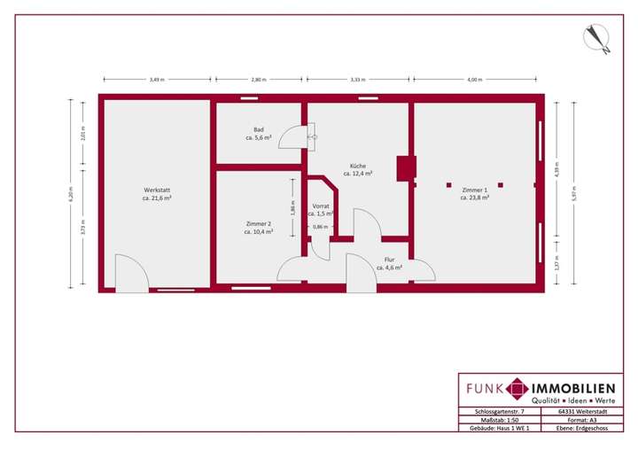 Grundrisszeichnung Haus 1 WE 1