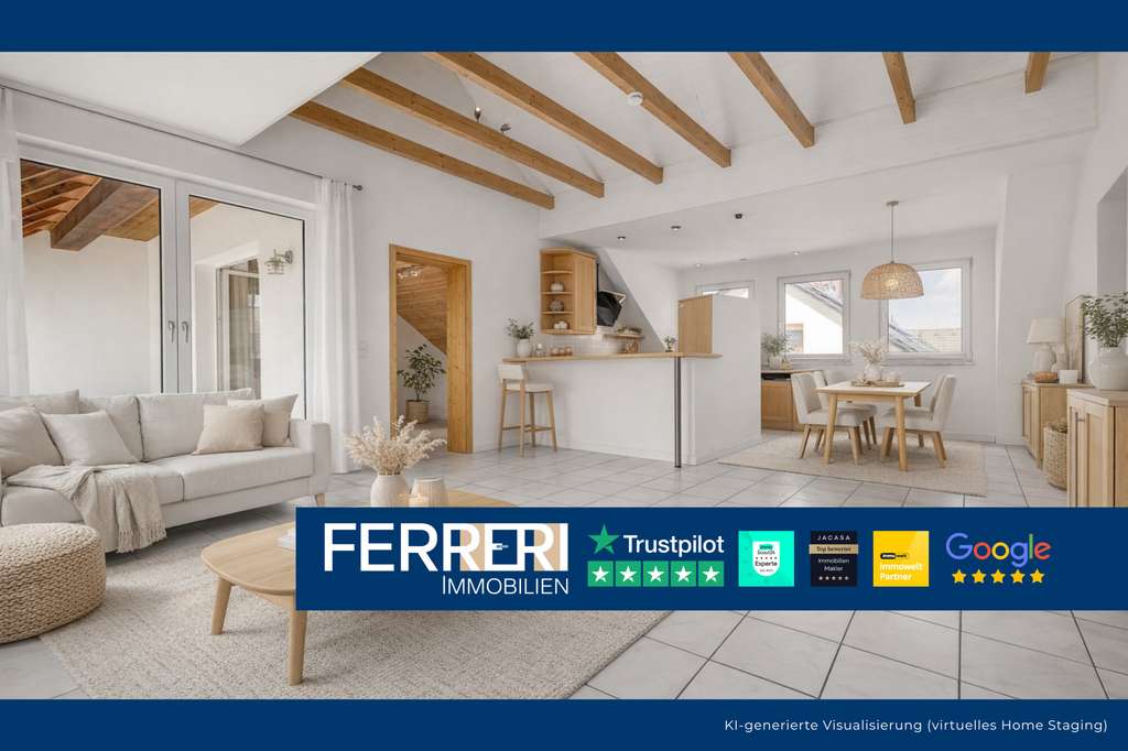 Immobilie in Trebur - DG-Traum in Trebur-Astheim: 1995 aufgestockt, 2,5 Zi., Dachterrasse, Balkon, ruhige Lage - Bild 0