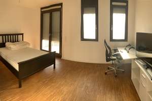 Hochparterre: Gepflegtes, möbliertes 1-Zimmer-Apartment mit Balkon, Küche und Tiefgaragenstellplatz – 60486 Gallus, Frankfurt am Main – Vorschaubild 2