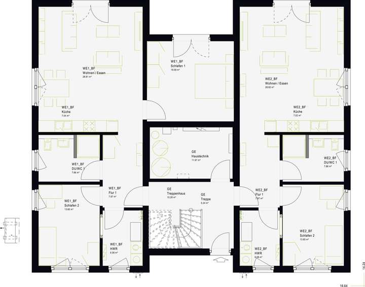Erdgeschoss mit Wohnung 1 und 