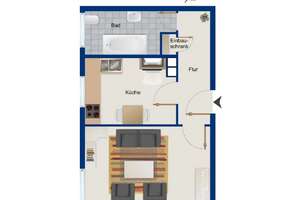 große 1 Zimmer Wohnung, Küche und Bad mit Fenster – Schmausengartenstr. 12, 90409 Maxfeld, Nürnberg – Vorschaubild 5