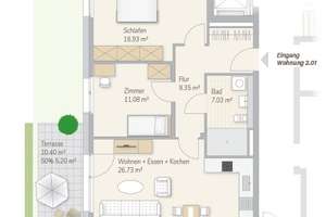 Moderne 3-Zimmer Neubauwohnung in AC-Brand mit Garten und Tiefgaragenstellplatz – Die vollständige Adresse der Immobilie erhältst du vom Anbieter., 52078 Brand, Aachen – Vorschaubild 4