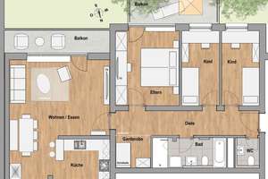 Möblierte 4-Zimmer Wohnung mit zwei Balkonen in München-Freimann – Die vollständige Adresse der Immobilie erhältst du vom Anbieter., 80939 Freimann, München – Vorschaubild 16