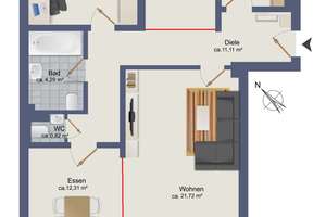 Raum für eigene Ideen: schön geschnittene Wohnung mit 2,5 Zimmern, Balkon und PKW-Stellplatz – Die vollständige Adresse der Immobilie erhältst du vom Anbieter., 25462 Halstenbek – Vorschaubild 16