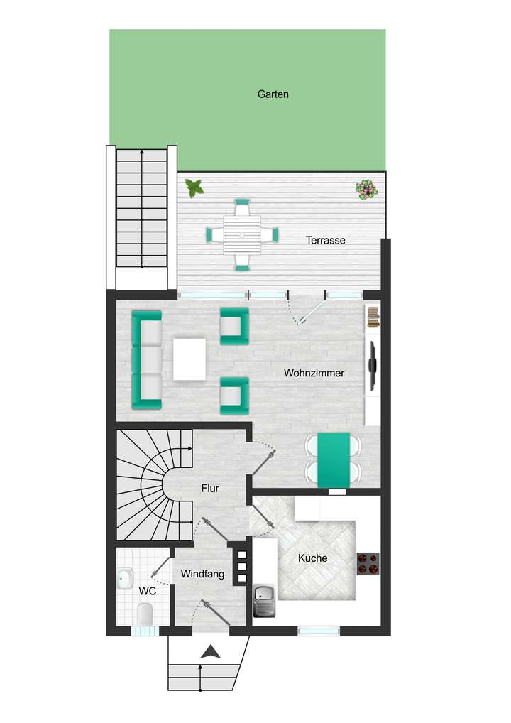 Erdgeschoss mit Terrasse und G