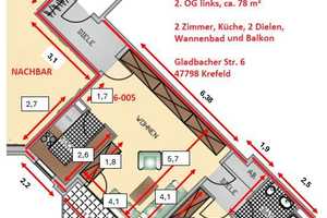 *Geräumige und gepflegte 2 Zimmer Mietwohnung mit Balkon und Aufzug in ruhigem Haus, KR Innenstadt* – Gladbacher Str. 6, 47798 Krefeld – Vorschaubild 11