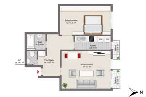 Möblierte modernisierte 2-Zimmer-Wohnung mit zwei Balkonen – Die vollständige Adresse der Immobilie erhältst du vom Anbieter., 81673 Josephsburg, München – Vorschaubild 13