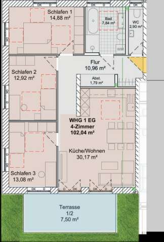 Grundriss Wohnung 1 und 9