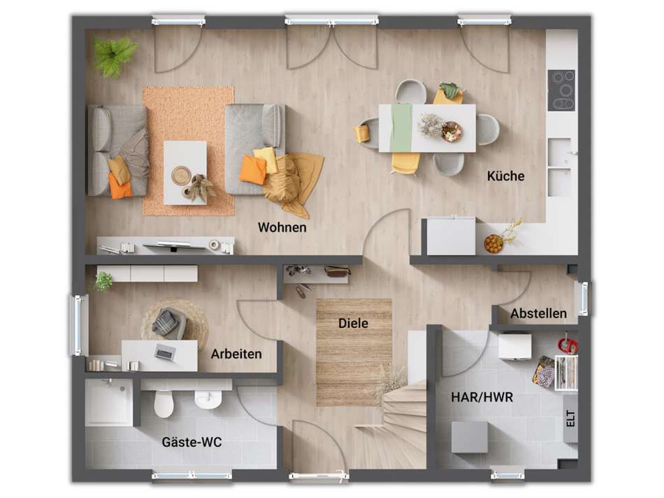 EG mit kl. Büro & Dusch-WC