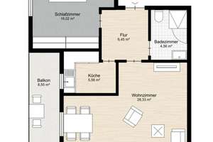 Frisch modernisierte 2-Zimmer-Wohnung mit großem Südbalkon und Aufzug in Linden-Süd – Ricklinger Str. 154, 30449 Linden-Süd, Hannover – Vorschaubild 7