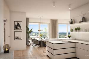 4-Zi.-Eck-Whg.: großzügiger Wohn-Essbereich mit Parkblick, 2 Bäder u. umlaufender Balkon