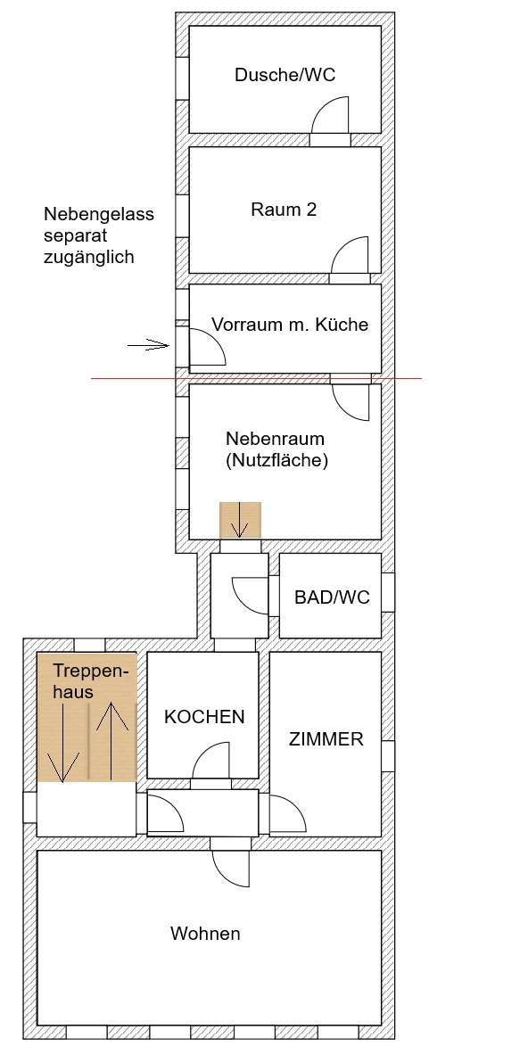 Grundriss-Skizze Erdgeschoss