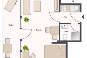 Wohnen über den Dächern: Gemütliche 1-Zimmer-Wohnung mit Balkon im Südviertel – Die vollständige Adresse der Immobilie erhältst du vom Anbieter., 48153 Schützenhof, Münster – Vorschaubild 6