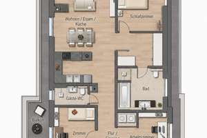 JAKOBSHOF: 4-Zi-Penthouse mit Stil & Format. Dachterrasse. Top-Interieur. Aufzug. 2 TG-Plätze. – Die vollständige Adresse der Immobilie erhältst du vom Anbieter., 40215 Friedrichstadt, Düsseldorf – Vorschaubild 24