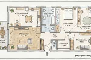 Helle 4-Zimmer Wohnung mit Balkon im 1. OG in Düsseldorf-Bilk – Die vollständige Adresse der Immobilie erhältst du vom Anbieter., 40223 Bilk, Düsseldorf – Vorschaubild 2
