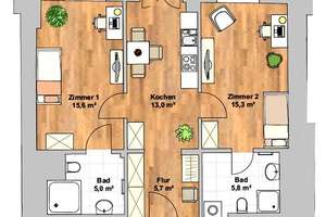 Tolle 2-Zimmer-Wohnung: Barrierefrei ... Balkon ... 2 Bäder ... Lift ... Ideal für WG – Die vollständige Adresse der Immobilie erhältst du vom Anbieter., 1277 Striesen-Ost, Dresden – Vorschaubild 9