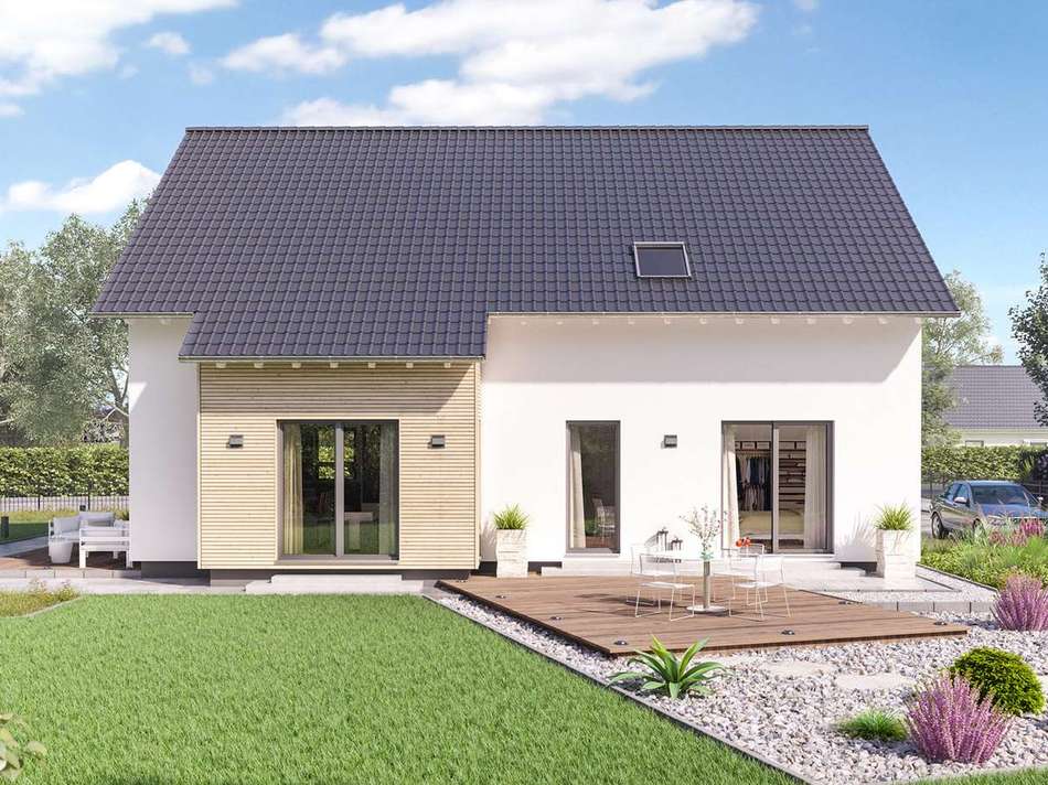 Terrassenansicht im Sommer