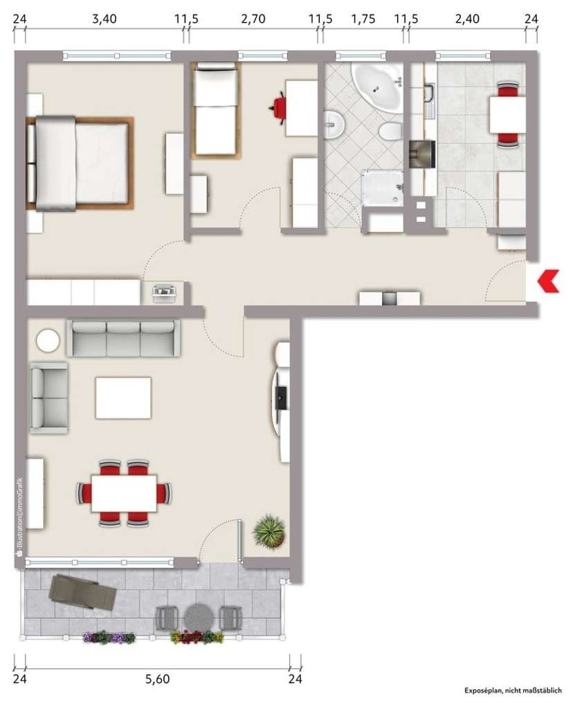 Immobilie in Sachsenheim - Helle 3-Zi-Wohnung mit sonnigem Balkon und Blick ins Grüne in Kleinsachsenheim - Bild 1