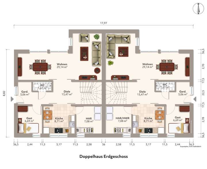Grundriss Doppelhaus EG