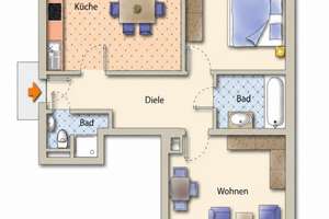 5846: Düsseldorf-Unterbach! Großzügige 2-Zimmerwohnung mit zwei Balkonen! – Die vollständige Adresse der Immobilie erhältst du vom Anbieter., 40627 Unterbach, Düsseldorf – Vorschaubild 9