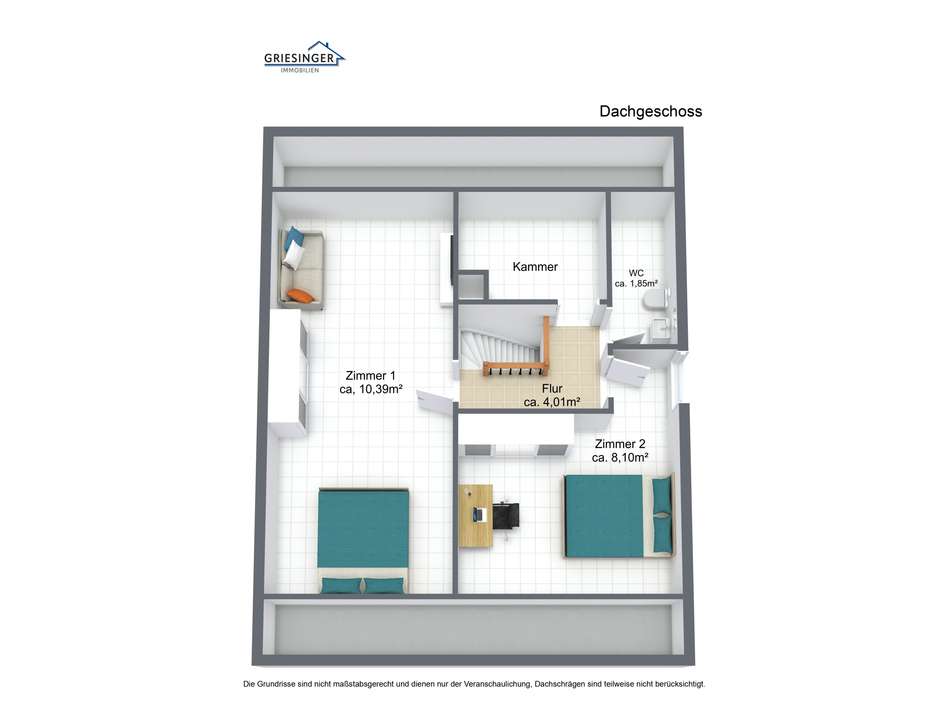 Dachgeschoss - 3D Grundriss