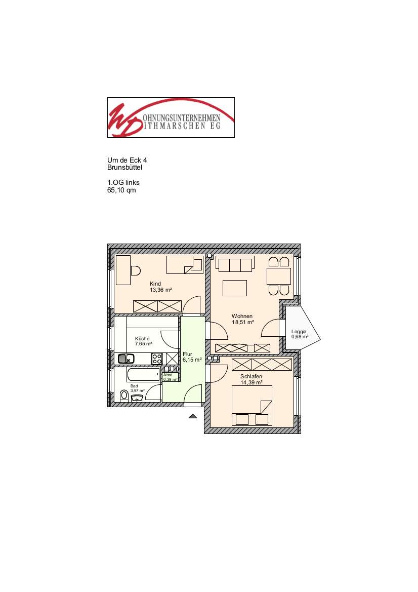 Sonnige 3-Zimmer-Wohnung mit Balkon