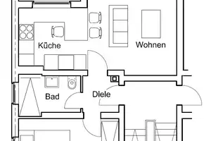 Kernsanierte 2 Zimmerwohnung mit offener Küche, XXL-Dusche und Balkon – Derfflinger Straße 30, 40470 Düsseldorf – Vorschaubild 1