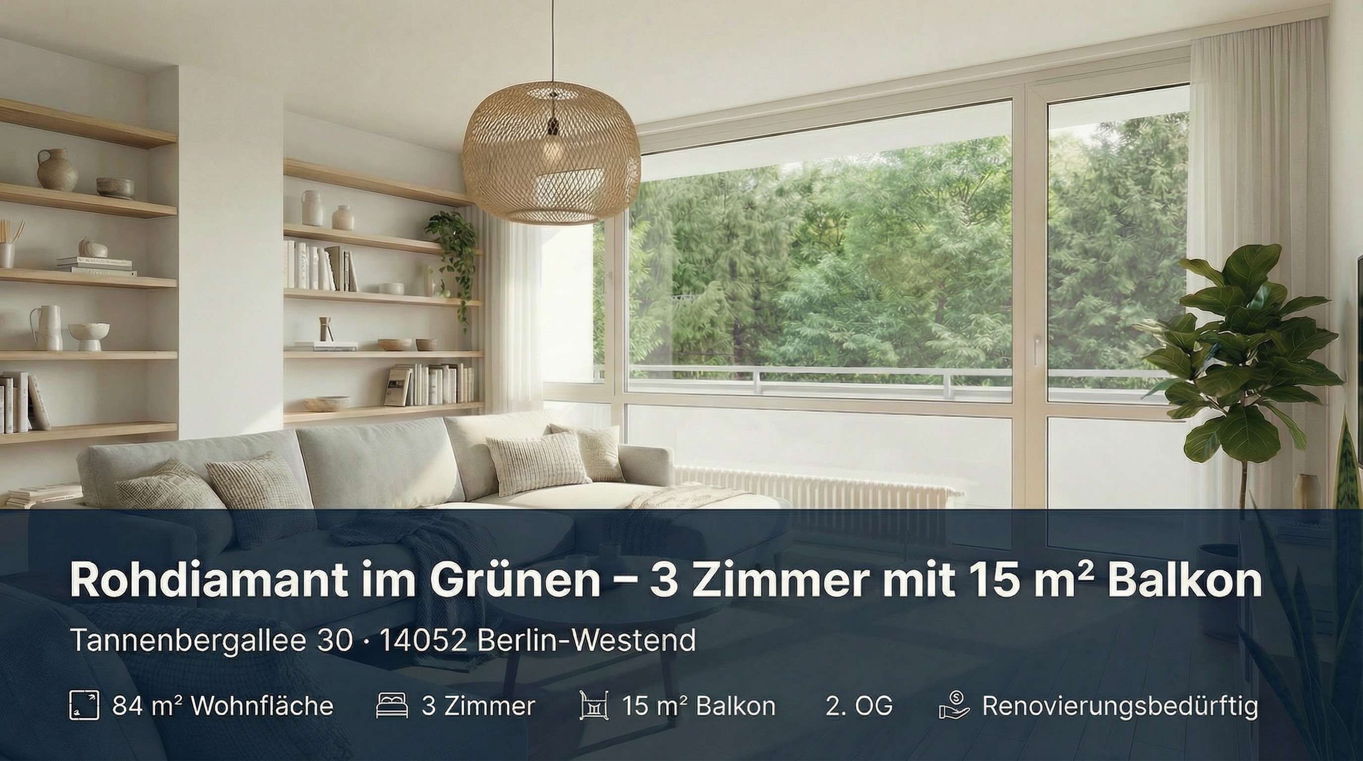 Ihr Projekt im Grünen: 84 m², 3 Zimmer & großer Balkon in Berlin-Westend, Berlin – Bild 1