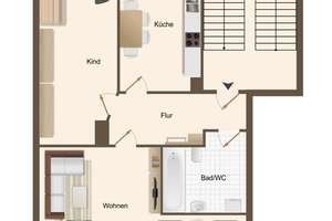 Helle 2-Zimmer-Wohnung in Chemnitz mit Einbauküche, Balkon, Badewanne, Abstellraum und Keller – Fichtestraße 26, 9126 Gablenz, Chemnitz – Vorschaubild 17