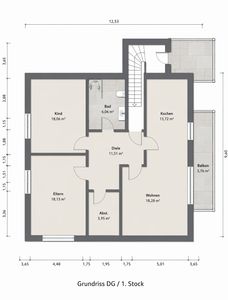 3-Zimmer Wohnung (1. OG) mit Garten in Zweiparteien-Haus