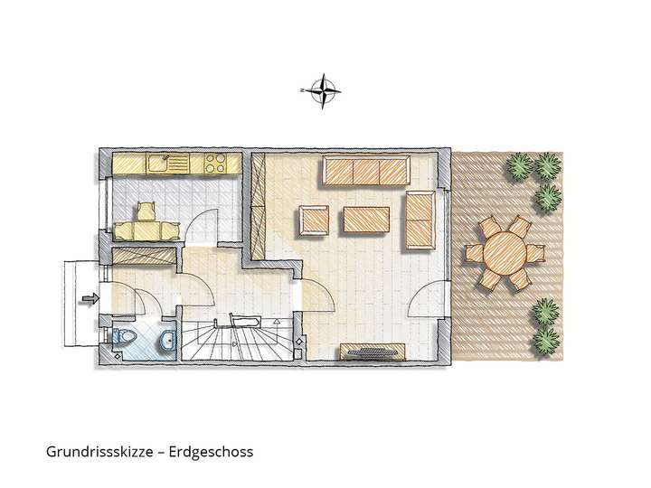 Grundrissskizze Erdgeschoss
