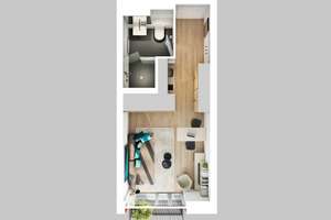 Nur noch einziehen! Komplett möbliertes 1-Zi.-Apartment im "Turm" eines eleganten Apartmenthauses! – Nagahama-Allee 76, 86153 Am Schäfflerbach, Augsburg – Vorschaubild 3
