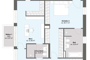 Exklusives Penthouse über zwei Ebenen in ruhiger Innenhoflage! – Die vollständige Adresse der Immobilie erhältst du vom Anbieter., 22299 Winterhude, Hamburg – Vorschaubild 30
