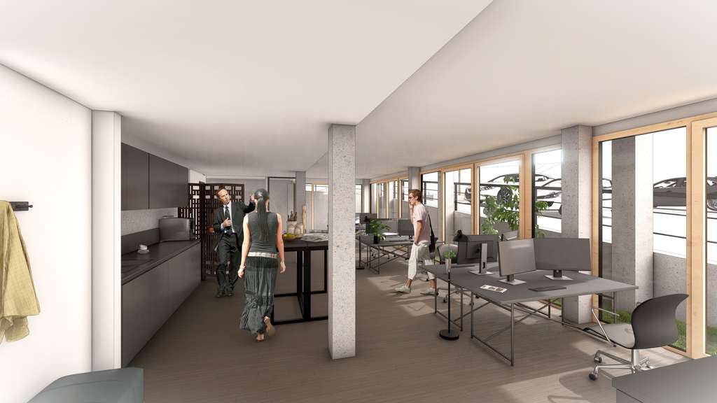 Gewerbeeinheit in Mehrfamilienhaus in neu erschlossenem zentrumsnahen Wohngebiet (Praxis, Büro etc.)