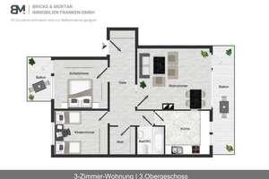 Helle 3-Zimmer-Wohnung mit Einzelgarage und 2 Balkonen in Nürnberg – Die vollständige Adresse der Immobilie erhältst du vom Anbieter., 90443 Steinbühl, Nürnberg – Vorschaubild 13