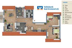 NEU: Große barrierefreie Dachgeschosswohnung mit schönem Balkon in Rheine -bezugsfrei- – Die vollständige Adresse der Immobilie erhältst du vom Anbieter., 48431 Rheine – Vorschaubild 4