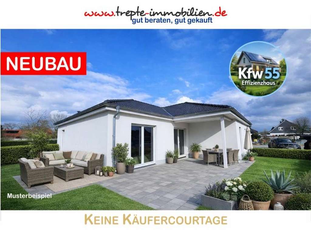 Immobilie in Bokholt-Hanredder - Großzügiger 144m² Winkelwalmdachbungalow * Energieeffizienzhaus Kfw 55 - Bild 0