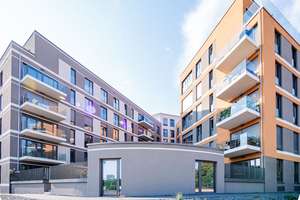 Terrassenwohnung im "Quartier am Mozartbrunnen". Wanne/Dusche, Gäste-WC, FB-Heizung, etc.