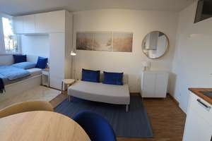 Zur Zwischenmiete in Top Lage: möblierte 1-Zi.-Wohnung mit Dachterrasse und Swimmingpool