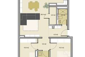Erstbezug Neubau 3-Zimmer Wohnung mit Einbauküche, Balkon, Terrasse und Garten in Darmstadt-Mitte