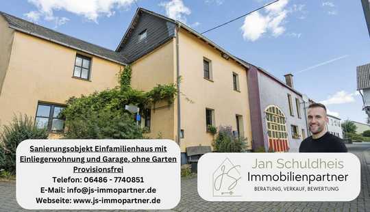 Bild von Sanierungsprojekt Einfamilienhaus mit Einliegerwohnung mit Garage, ohne Garten Provisionsfrei
