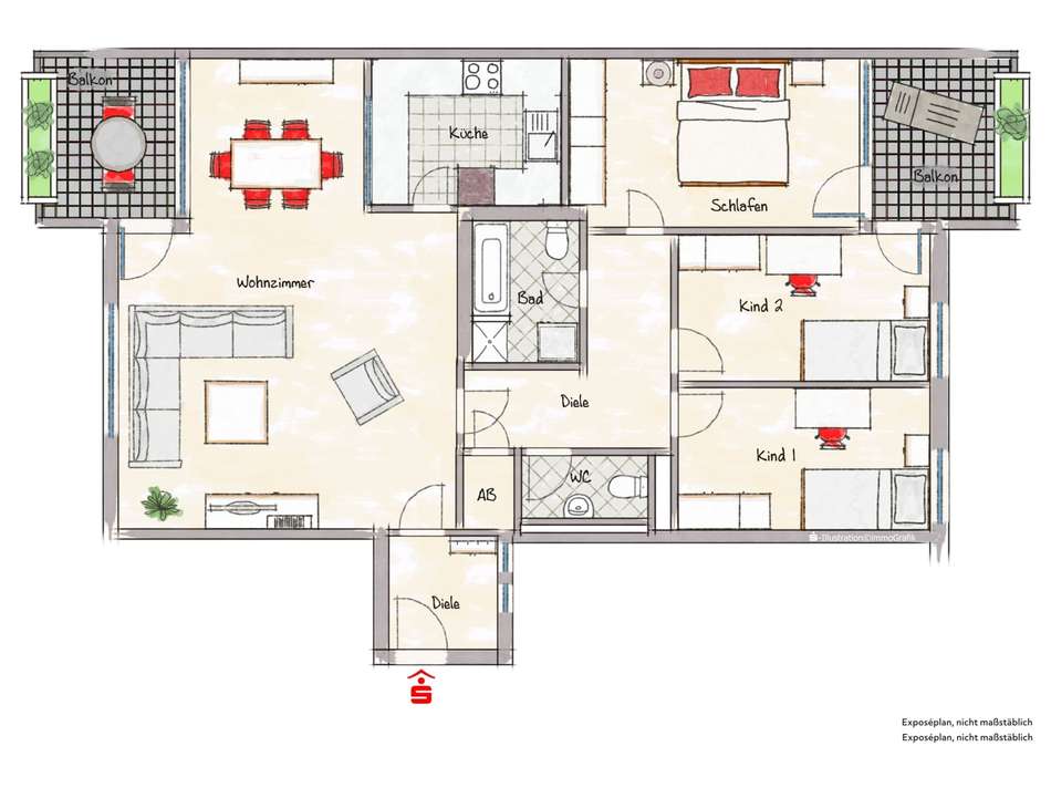 Blick vom Balkon in den Innenh