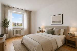 Nicht aufwendig zu renovieren: 3-Zimmer-Wohnung mit Balkon und eigenem Garagenplatz – Die vollständige Adresse der Immobilie erhältst du vom Anbieter., 80939 Freimann, München – Vorschaubild 5