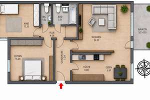 Provisionsfreie 3-Zi-Wohnung- Renoviert mit Südbalkon in der Herzogstrasse – Herzogstrasse 112, 80796 Neuschwabing, München – Vorschaubild 14