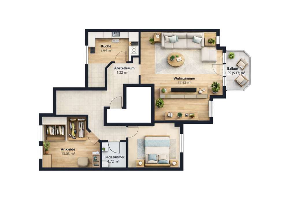Immobilie in Haibach - Moderne 3 Zi.- Eigentumswohnung mit Fußbodenheizung, Parkett, Balkon in ruhiger Lage - Bild 4