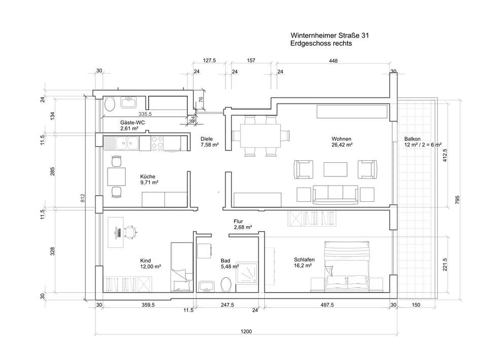 Grundriss der Wohnung
