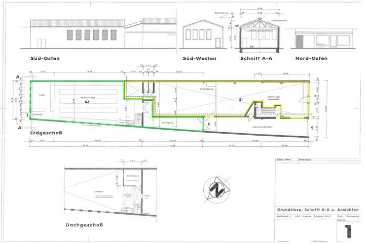 Umbaupläne 2001 EG markiert G1