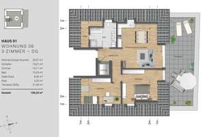Sonnige 3-Zimmer-Penthousewohnung mit großer Dachterrasse & direktem Aufzugszugang – Fertig in 2026 – 79108 Zähringen, Freiburg im Breisgau – Vorschaubild 14
