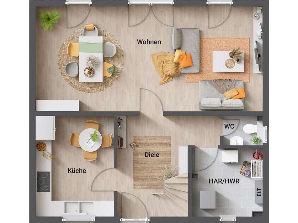 Wohnbeispiel EG Küche geschl.