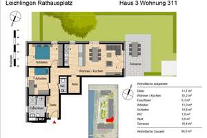Urbaner Gartentraum in Leichlingen: Helle 3-Zi.-Erstbezugswohnung mit Terrasse und großem Garten – Neukirchener Straße 10-12, 42799 Leichlingen (Rheinland) – Vorschaubild 2